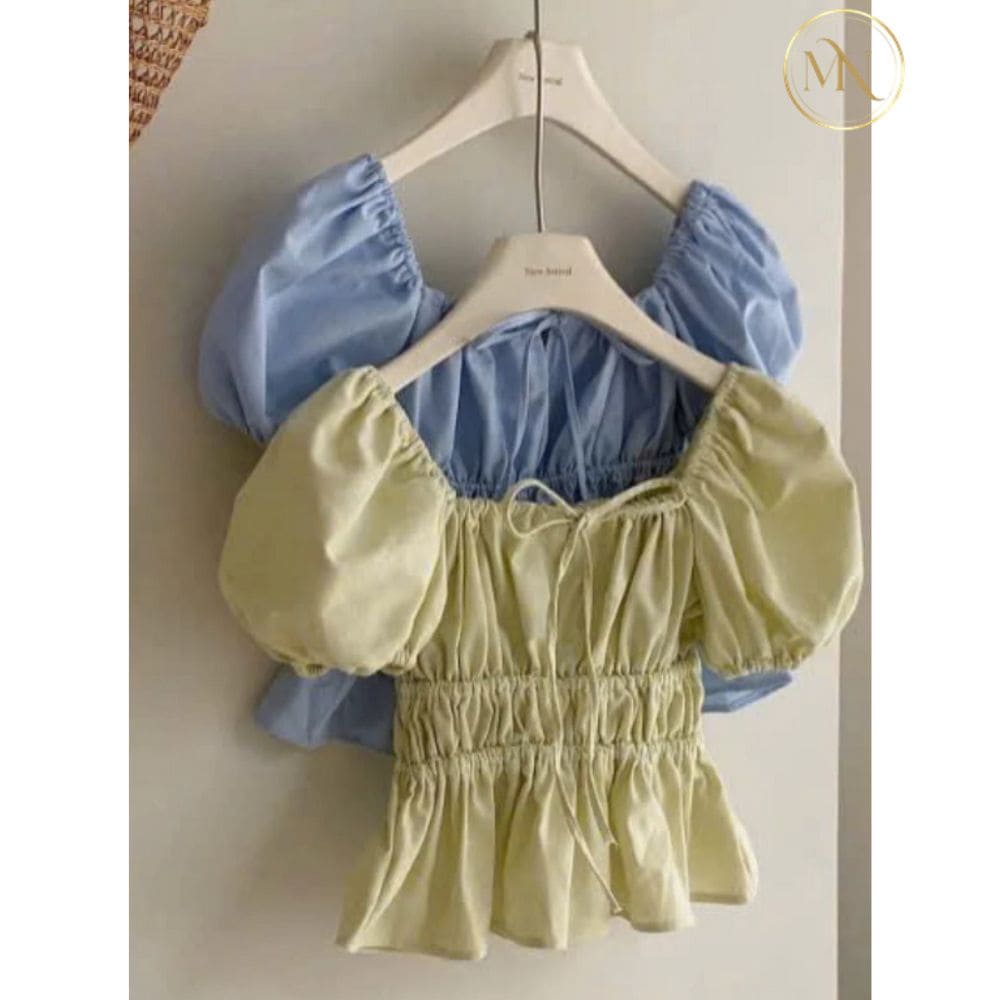 Áo Babydoll Linen Tay Phồng Nữ | Phong Cách Tiểu Thư 2 Hình ảnh áo babydoll linen tay phồng màu trắng 1
