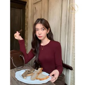 Áo thun giữ nhiệt dài tay chất cotton lông mịn đỏ