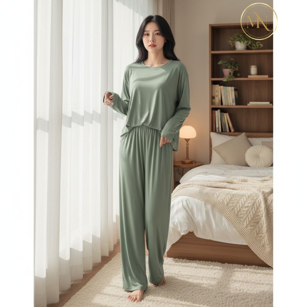 Bộ Thun Lạnh Tay Dài Mặc Nhà Dáng Suông Có Bigsize 3 Ảnh Bộ Thun Lạnh Mặc Nhà 2