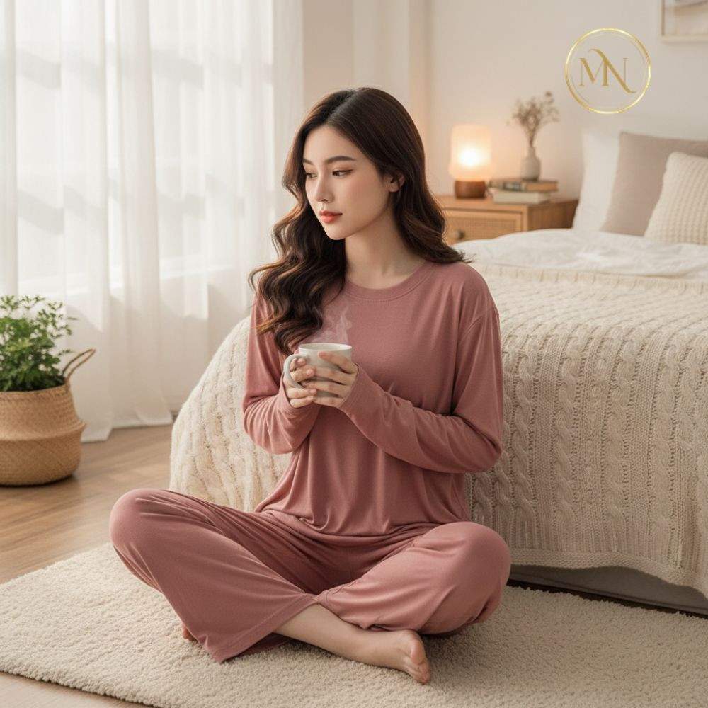 Bộ Thun Lạnh Tay Dài Mặc Nhà Dáng Suông Có Bigsize 2 Ảnh Bộ Thun Lạnh Mặc Nhà