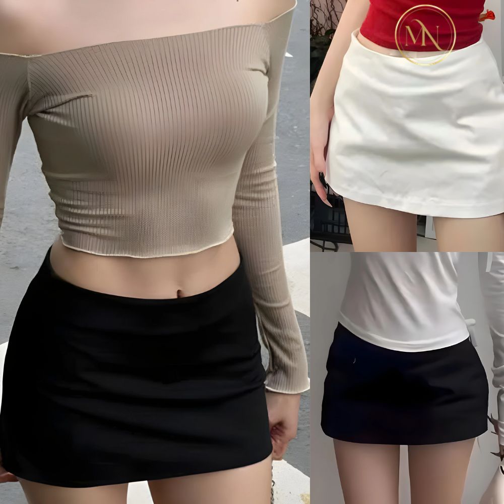Chân Váy Cạp Trễ Nữ | Dáng Mini, Trơn Basic 4 Hình ảnh chân váy cạp trễ nữ màu trơn 2