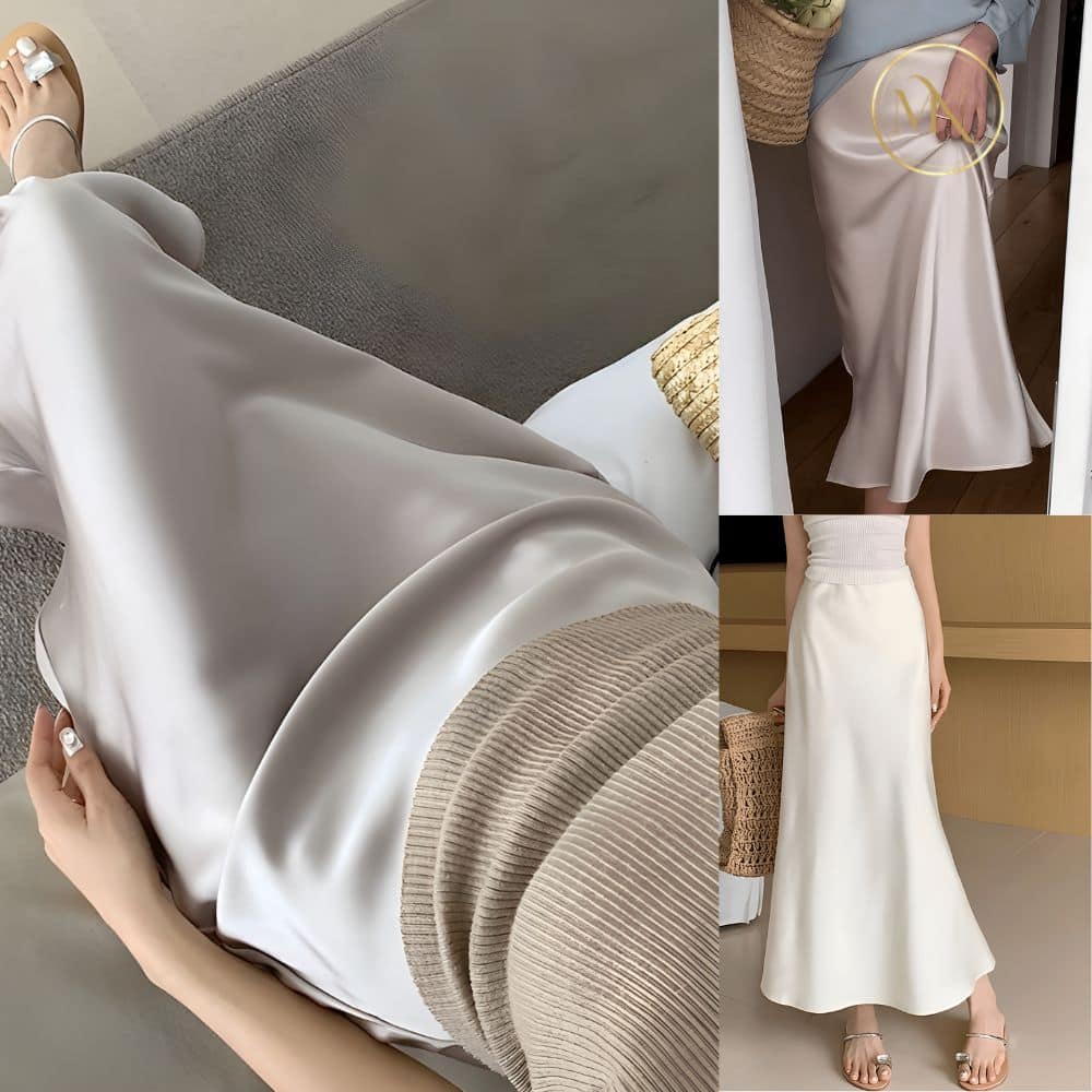 Chân Váy Midi Lụa Đuôi Cá Dáng Dài Cao Cấp 2 Chân Váy Midi Lụa Đuôi Cá Dáng Dài Cao Cấp