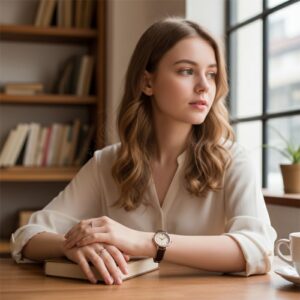 Đồng Hồ Nữ Cổ Điển Mặt Tròn Dây Da 1