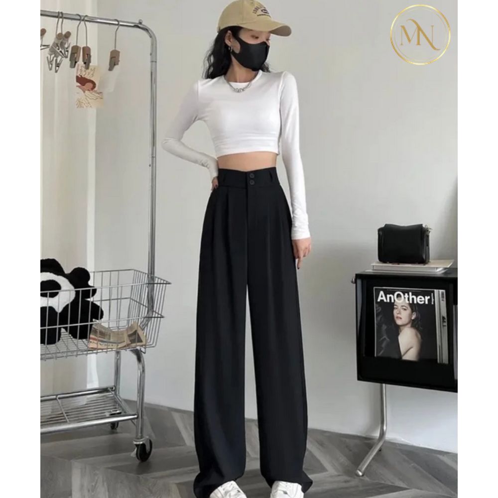 Quần Ống Rộng Nữ | Chất Tuyết Mưa Cạp Cao Siêu Xinh 4 Hình ảnh quần ống rộng nữ chất tuyết mưa 3