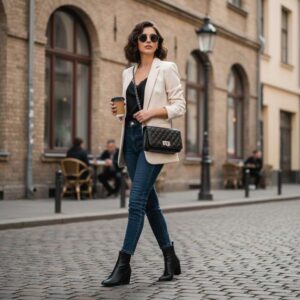 Túi Xách Nữ Ô Trám Đeo Chéo Dây Phối Xích Có Khóa Bạc 1