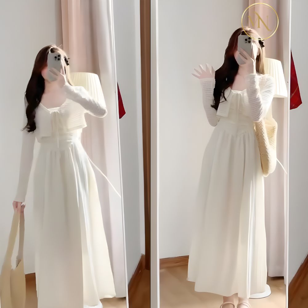 Váy 2 Dây Cúp Ngực Dáng Dài - Đầm Đi Biển Dáng Xòe Nhiều Màu 1 Hình ảnh váy 2 dây dáng dài đi biển
